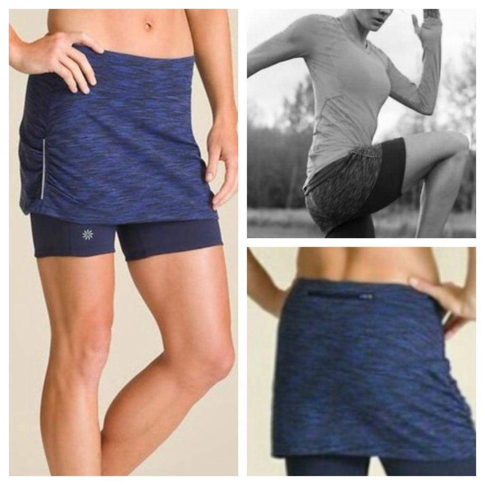 Athleta Aurora Contender Skort Skirt Blue Black Space Dye Sz XS